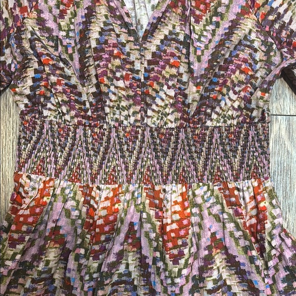 Anthropologie Conditions Apply Women's Size 4 Zig Zag Tiered Maxi Cotton Dress - Picture 6 of 13